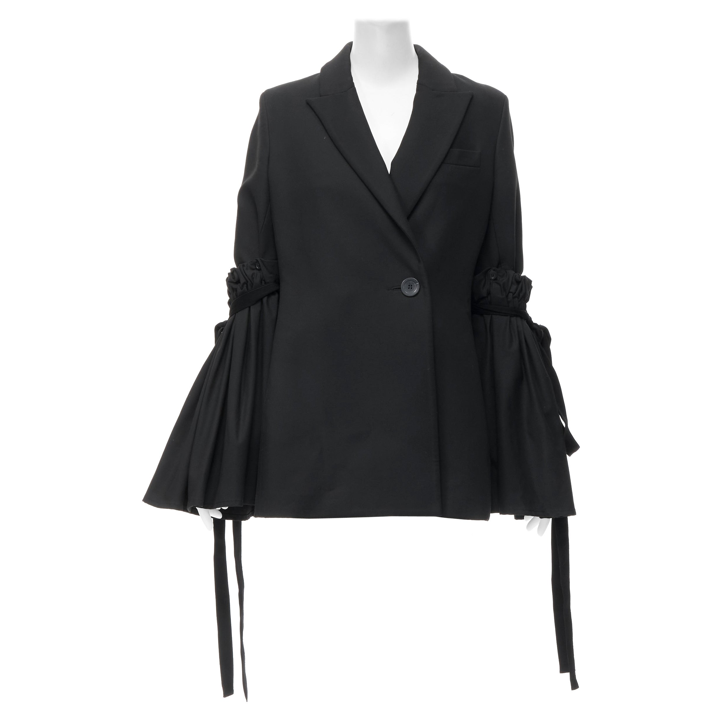 runway ELLERY 2016 removable exaggerated tie bell sleeve blazer US4 S