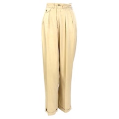 Rifat Ozbek vintage 1990s front pleated elegant silk mix trousers  