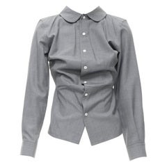 Junya Watanabe 1998 Body Structure, camicia in lana grigia con arricciatura in vita