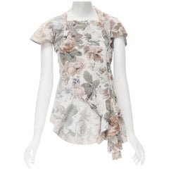 JUNYA WATANabe 2001 top vintage con volant floreale decostruito S