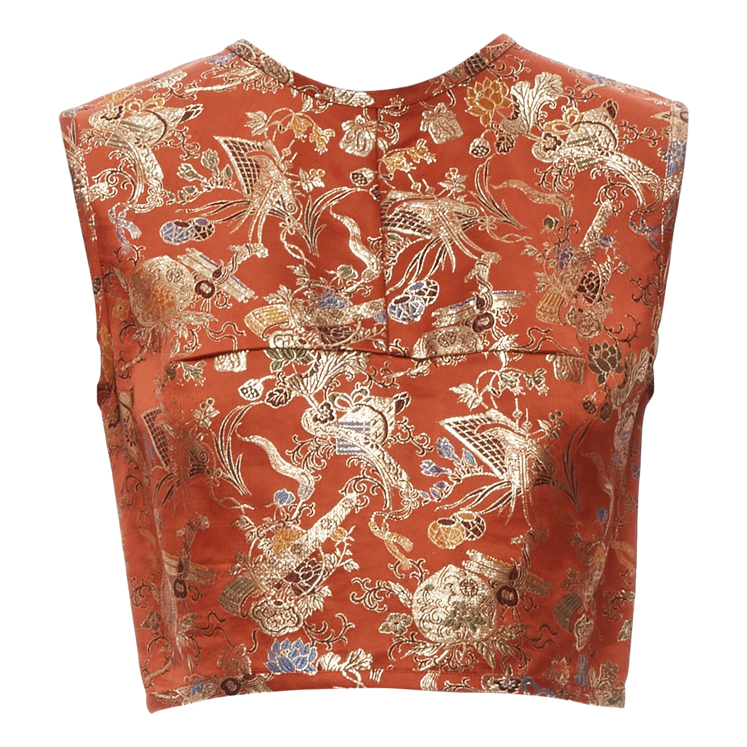 vintage JUNYA WATANABE 1995 red gold lurex oriental chinoiserie crop top S