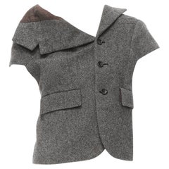 vintage COMME DES GARCONS 1993 tweed deconstructed patchwork asymmetric vest S