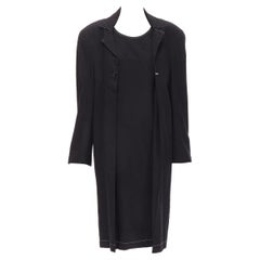 JUNYA WATANABE - Robe manteau à superpositions en laine noire avec épaulettes, vintage, 1994