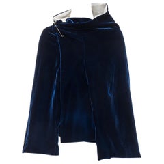 vintage COMME DES GARCONS 1996 blue velvet wide sleeve pin wrap opera coat
