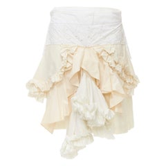 vintage COMME DES GARCONS 2001 white beige ruffle pleated jacquard anglais skirt
