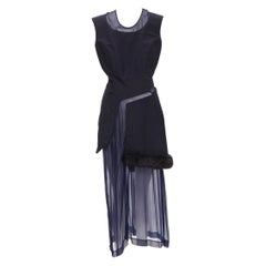 vintage COMME DES GARCONS 1997 black faux fur illusion panelled layered dress S