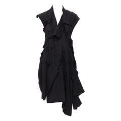 COMME DES GARCONS 2011 black deconstructed double collar backless ruffle vest S