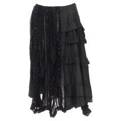 vintage COMME DES GARCONS 2005 Broken Bride black embroidery ruffle skirt M