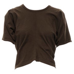 COMME DES GARCONS 1994 khaki brown cotton one piece sleeve cut cropped tshirt S