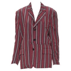 COMME DS GARCONS - Blazer à ourlet brut déconstruit à rayures vertes, 1991, taille M