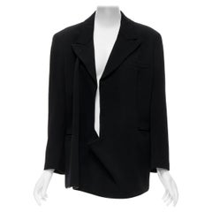 COMME DES GARCONS - Veste blazer à col plongeant en laine noire, vintage, 1988