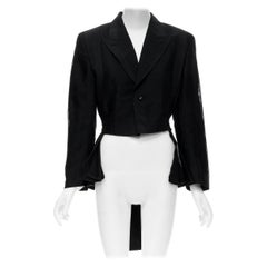 vintage COMME DES GARCONS black check ruffle tail back tuxedo jacket M