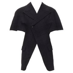 vintage COMME DES GARCONS 1980's black rounded short sleeve cutaway vest S