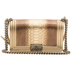 2016 Chanel Old Medium Flap Bag Python Leather