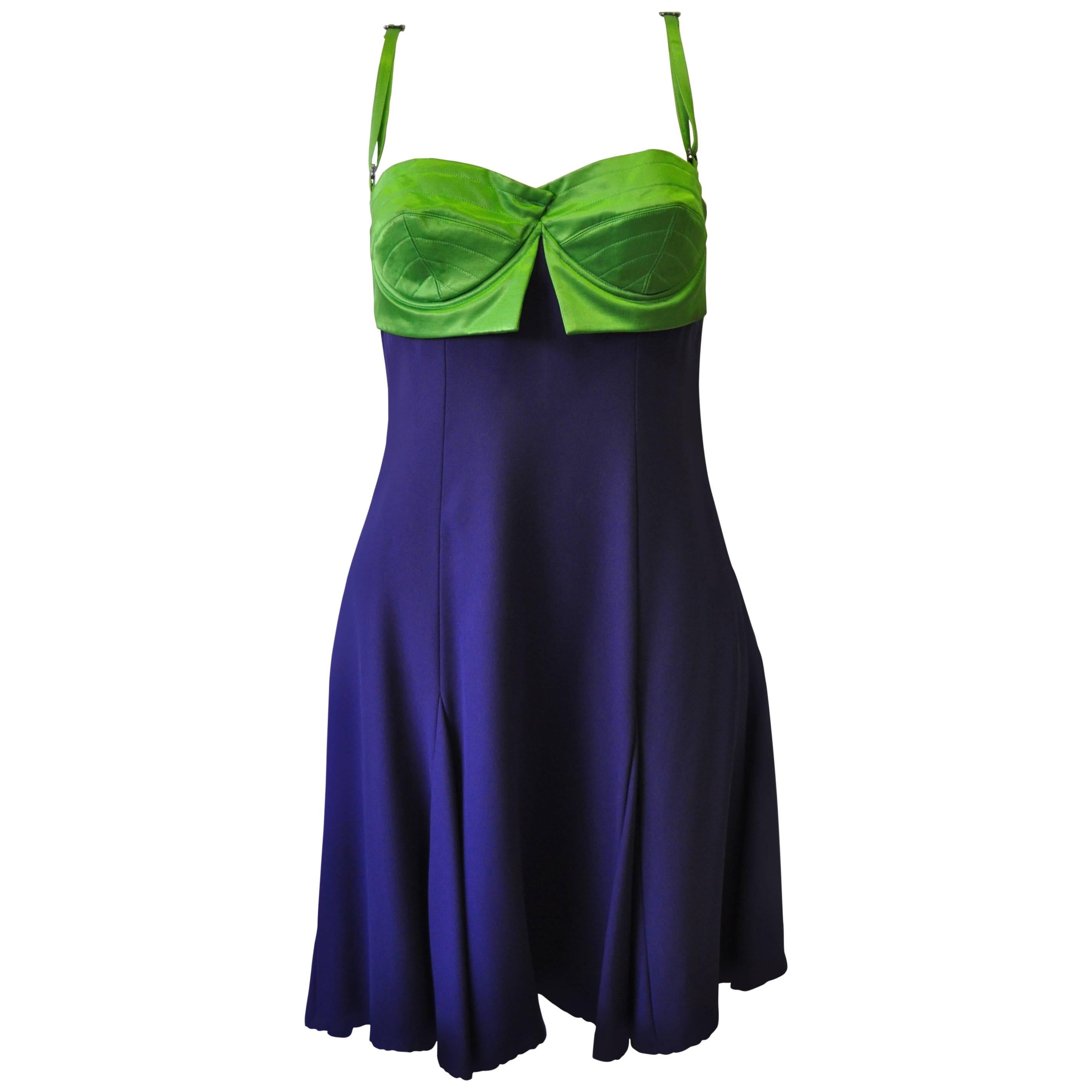 Extremely Rare Bazar de Christian Lacroix Colorblock Bustier Shift Dress For Sale