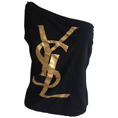 Yves Saint Laurent Cassandre Logo Vintage One Shoulder Top