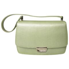 ESCADA Pearl Lime Green Reptile Embossed Leather Handbag 1980's New Never Used 5