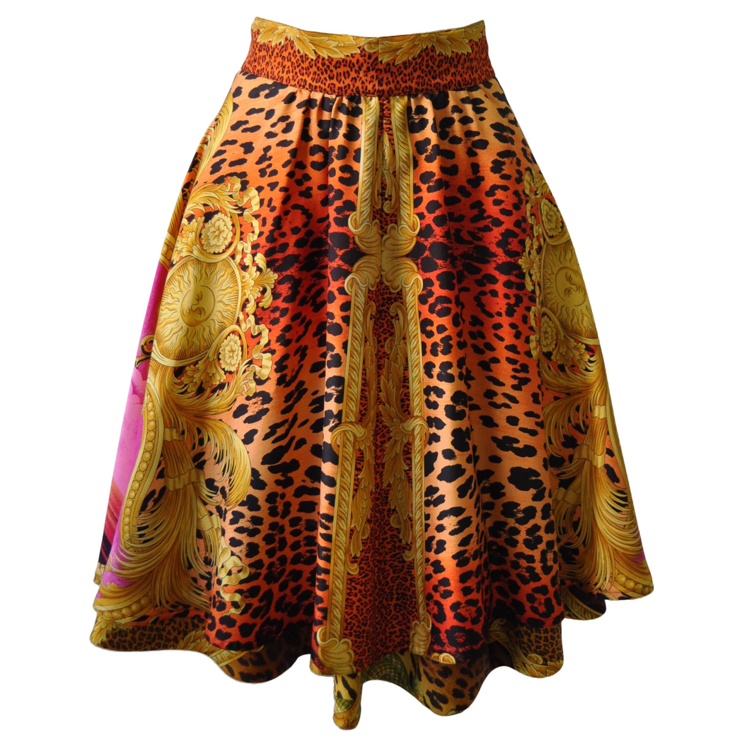 Quintessential Gianni Versace Couture "Miami" Silk Skirt For Sale
