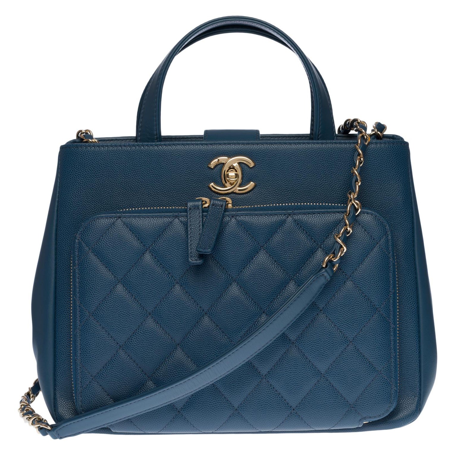 Chanel Business Affinity Tote bag in blue caviar quilted leather, GHW