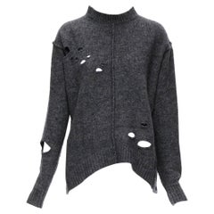 ISABEL MARANT ETOILE grey mohair wool holey distressed oversized sweater FR36 XS