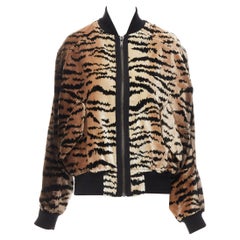 rare HAIDER ACKERMANN brown  tiger stripe velvet Perth bomber jacket FR36 XS