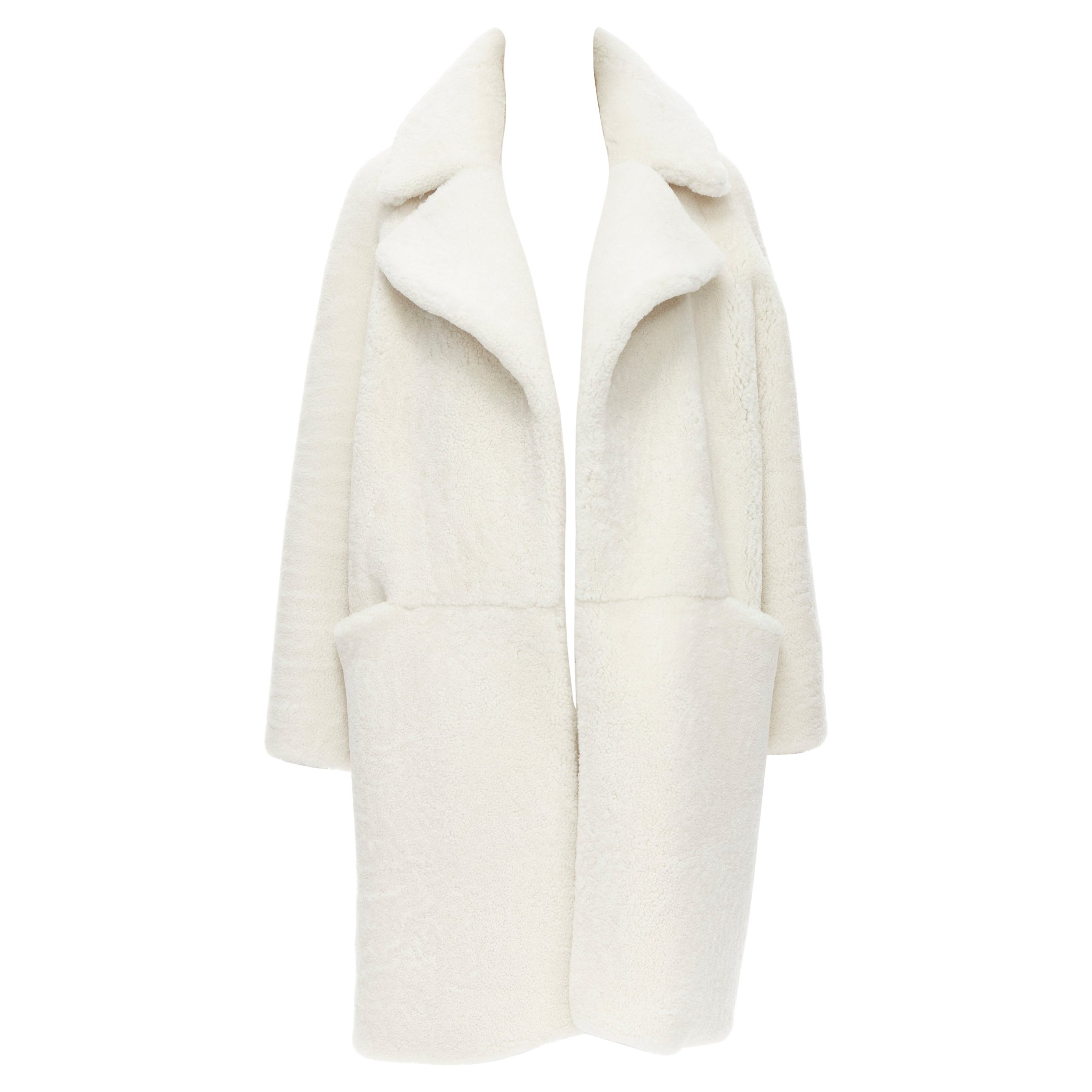 MARTIN GRANT 100% lambskin shearling white oversized Teddy winter coat  FR36 S