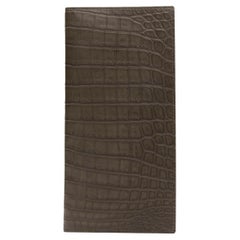 Used BOTTEGA VENETA grey genuine alligator leather bi-fold portfolio wallet