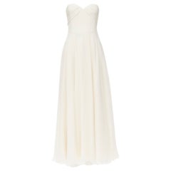 OSCAR DE LA RENTA ivory white boned corset strapless evening gown dress US0 XS