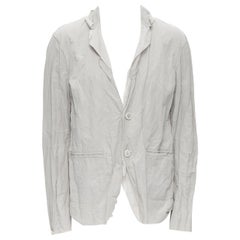 LANVIN Alber Elbaz grey coated cotton layered lapel blazer jacket IT52 XL