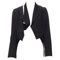 COMME DES GARCONS 1991 black wool deconstructed collar double breasted blazer S