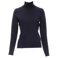 Used KORS MICHAEL KORS navy blue silk nylon knit long sleeve turtleneck sweater S