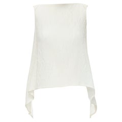ERDEM Joelle white cloque polyamide silk blend high low  sleeveless vest UK8 XS