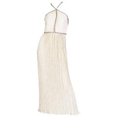 Mary McFadden White Goddess Gown with Cut-Out Back at 1stDibs