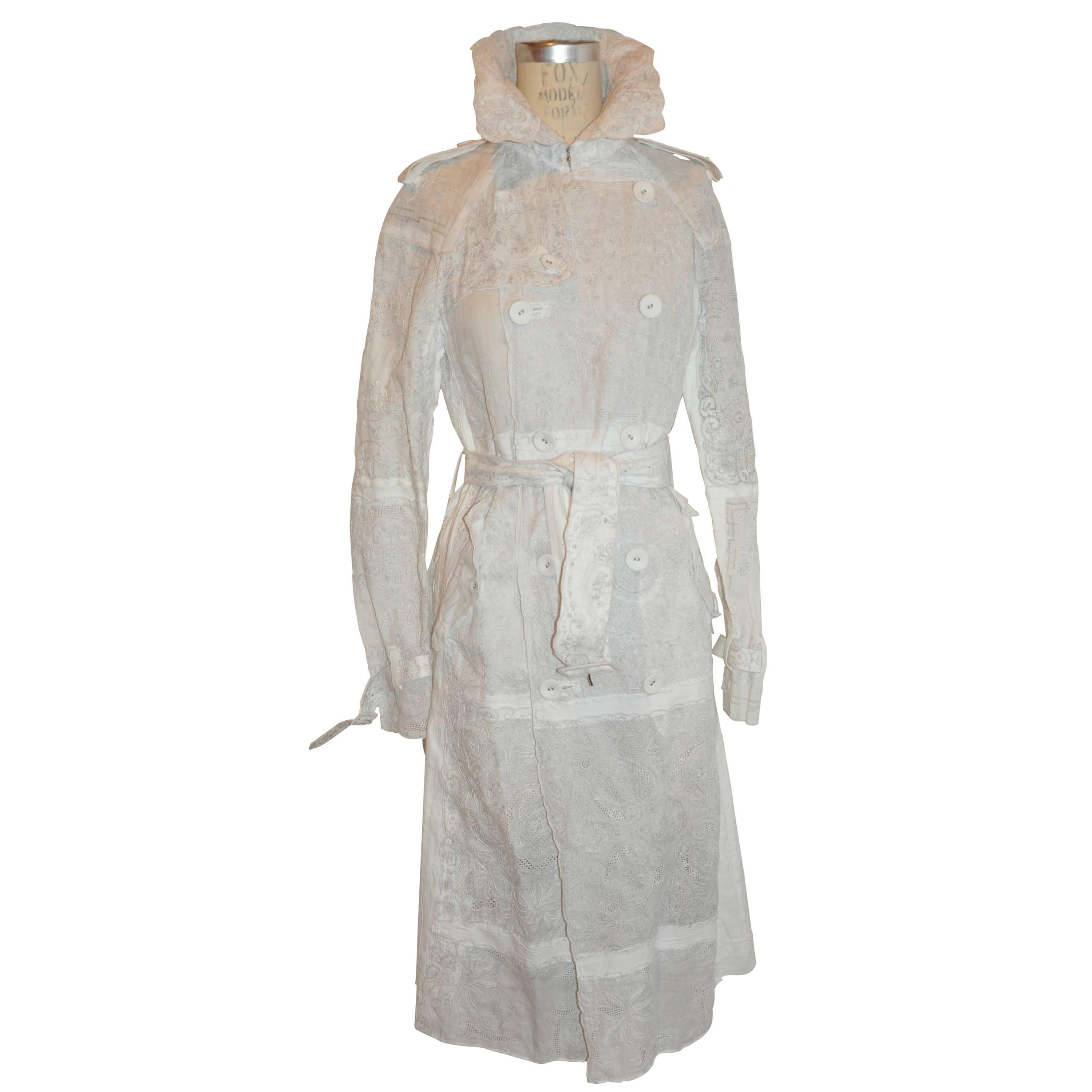 Comme des Garcons Detailed Hand-Embroidered Linen Blend Trench  For Sale