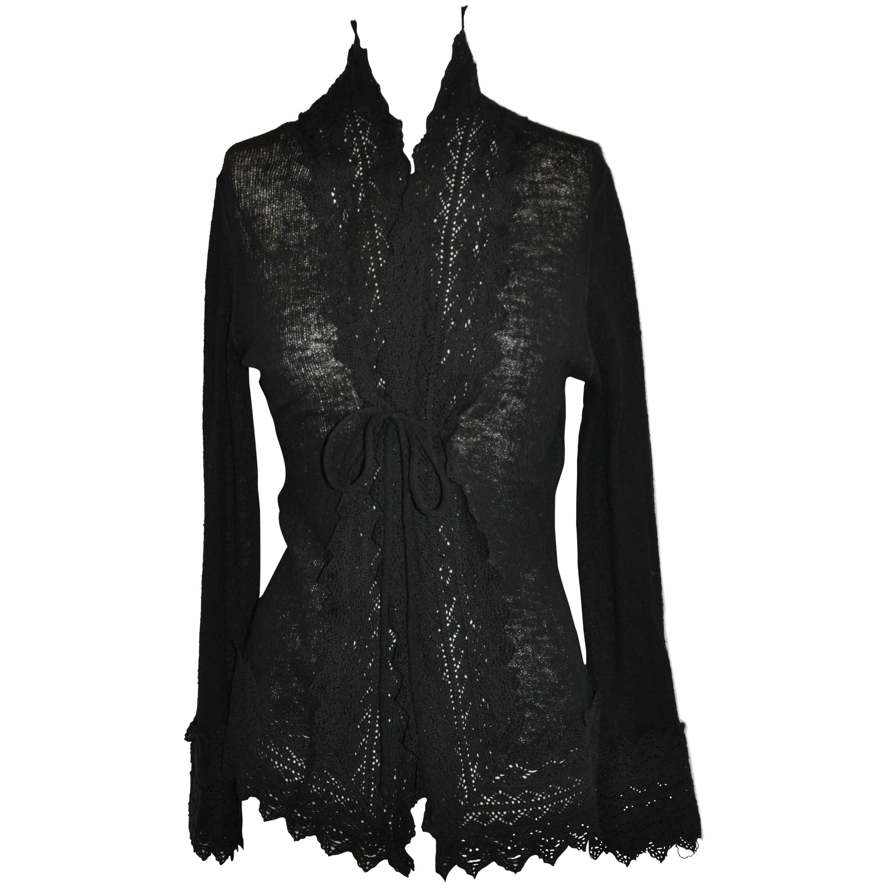 Jean Paul Gaultier Gentle Black Wool With Detailed Bell Sleeves Sweater