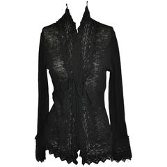 Jean Paul Gaultier Gentle Black Wool With Detailed Bell Sleeves Sweater 1