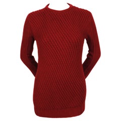 CELINE by PHOEBE PHILO diagonally ribbed burgundy cashmere sweater