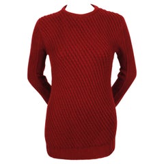 CELINE by PHOEBE PHILO diagonal gerippter burgunderroter Kaschmirpullover 