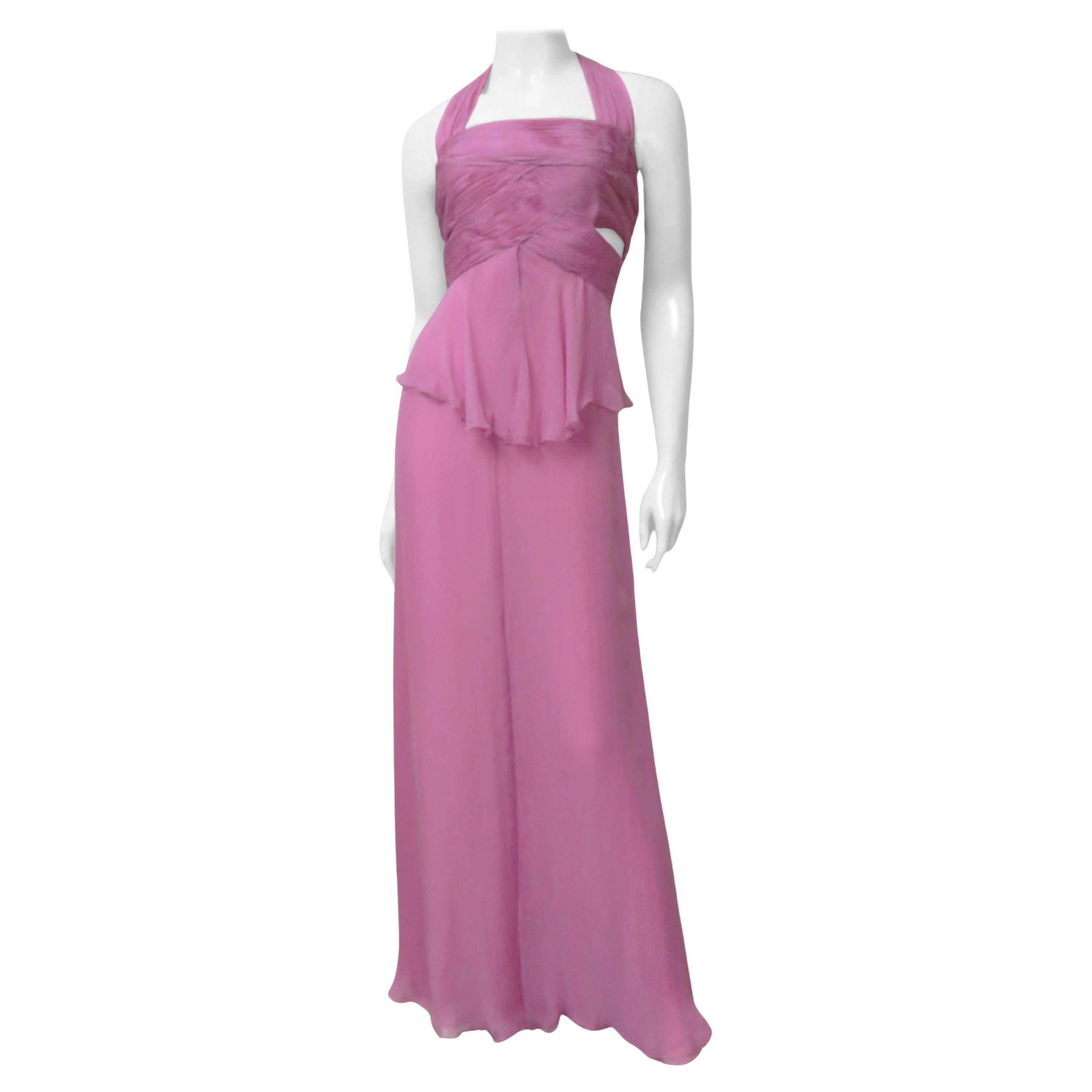 Valentino New Silk Halter Gown with Waist Cut outs 