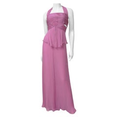 Valentino New Silk Halter Gown with Waist Cut outs 