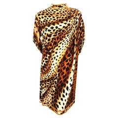 Vintage 1990's LEONARD silk jersey leopard printed draped dress