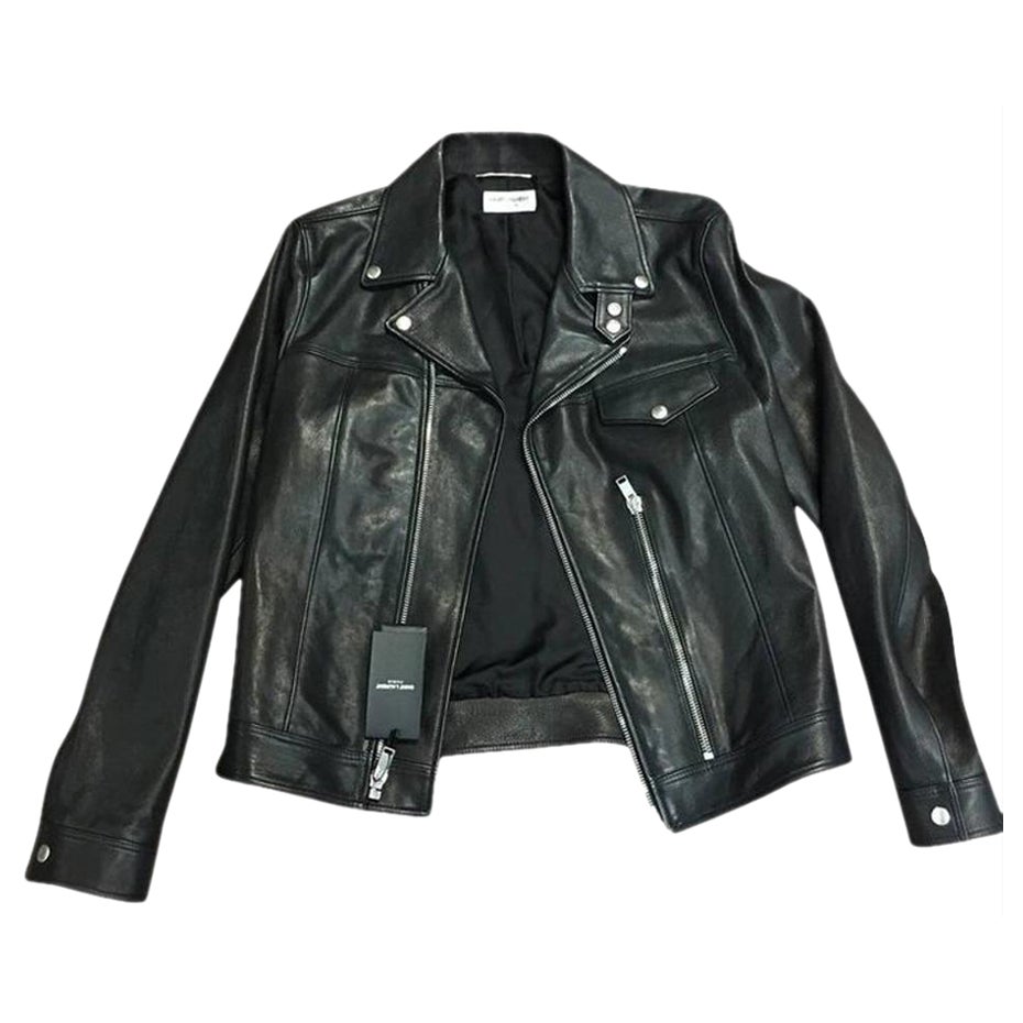 Saint Laurent 2012 Leather Sleeves Men Bomber Jacket by Hedi Slimane Sz ...