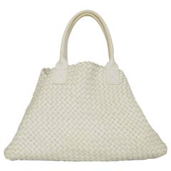 Große handgewebte Cabat-Tragetasche von Bottega Veneta aus weißem Leder Neu 10.300 $