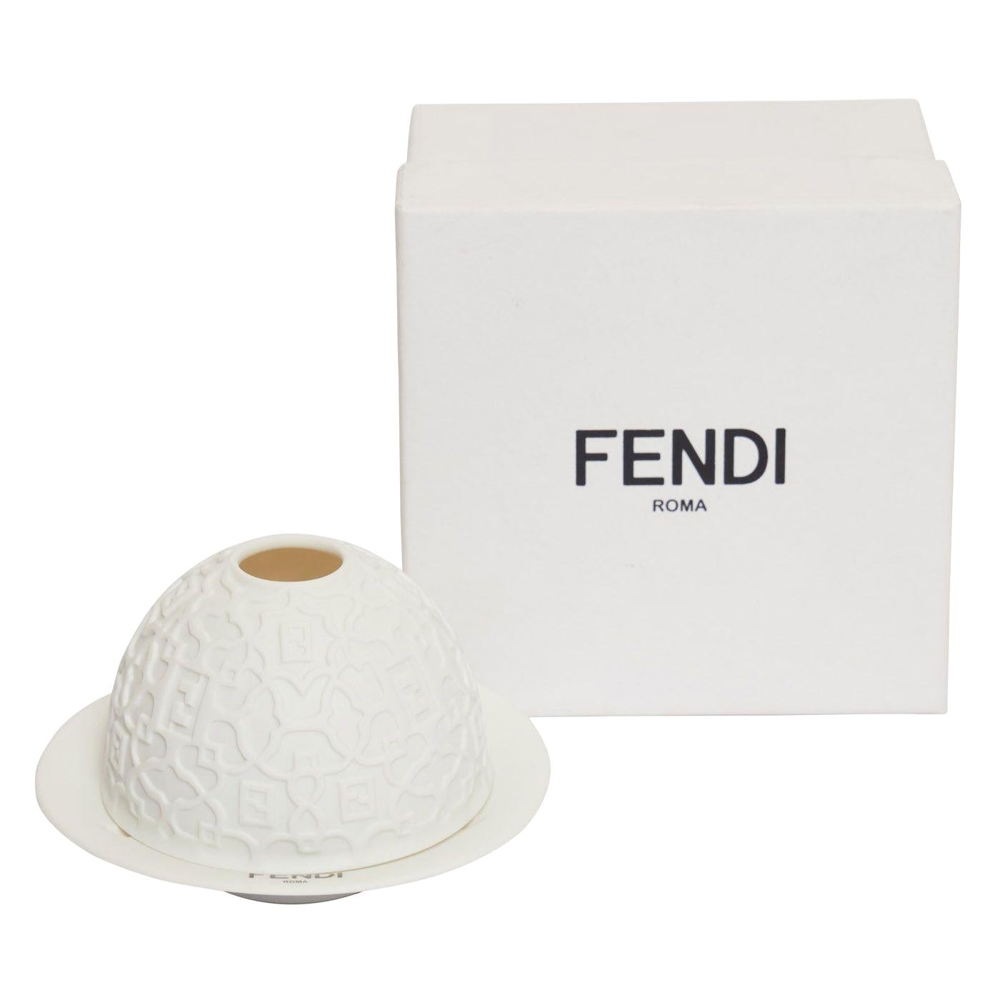 FENDI Kerzenständer aus weißer Keramik im Angebot