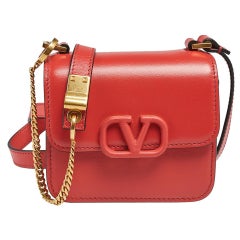 Valentino Red VRing Leather Shoulder Bag Pony-style calfskin ref.195960 -  Joli Closet