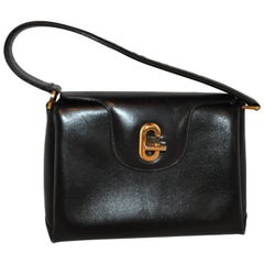 Vintage Gucci Black Calfskin Three Sectional Hangbag