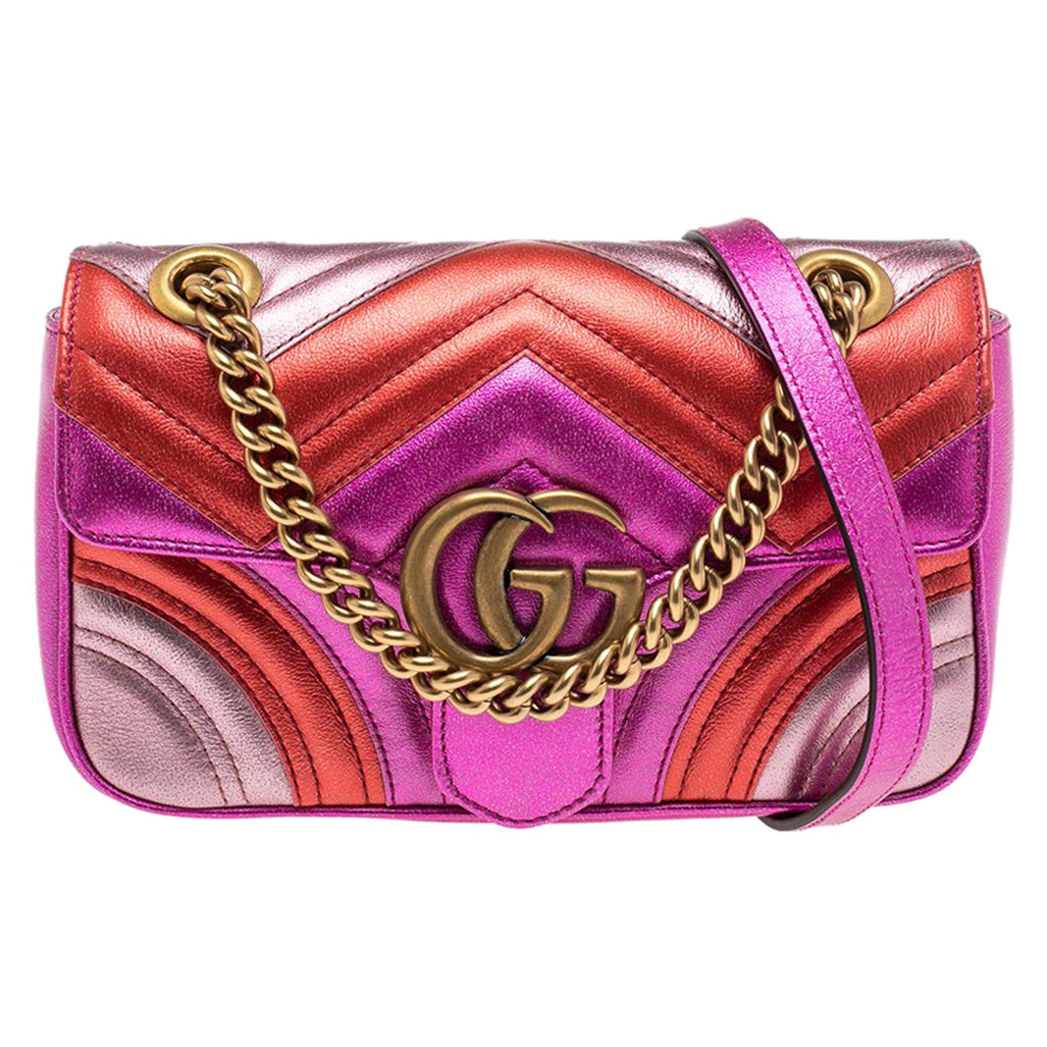 Gucci Metallic Multicolor Leather GG Marmont Shoulder Bag at 1stDibs | gucci  marmont multicolor