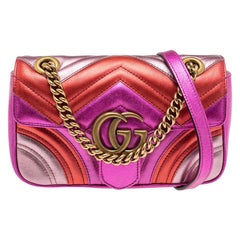 Gucci Metallic Multicolor Leder GG Marmont Umhängetasche