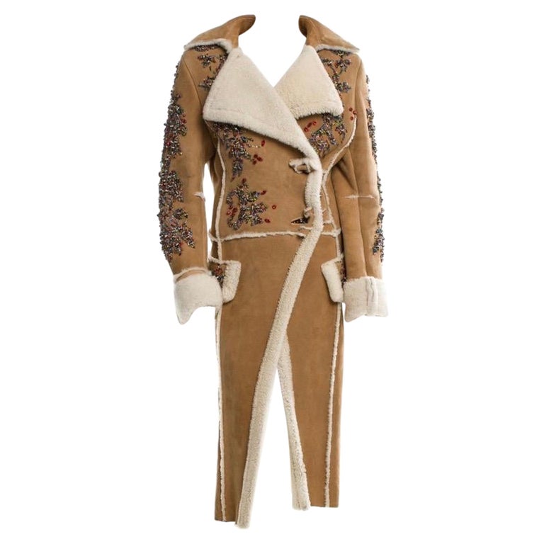 2004 Roberto Cavalli runway Crystal embellished shearling coat at 1stDibs