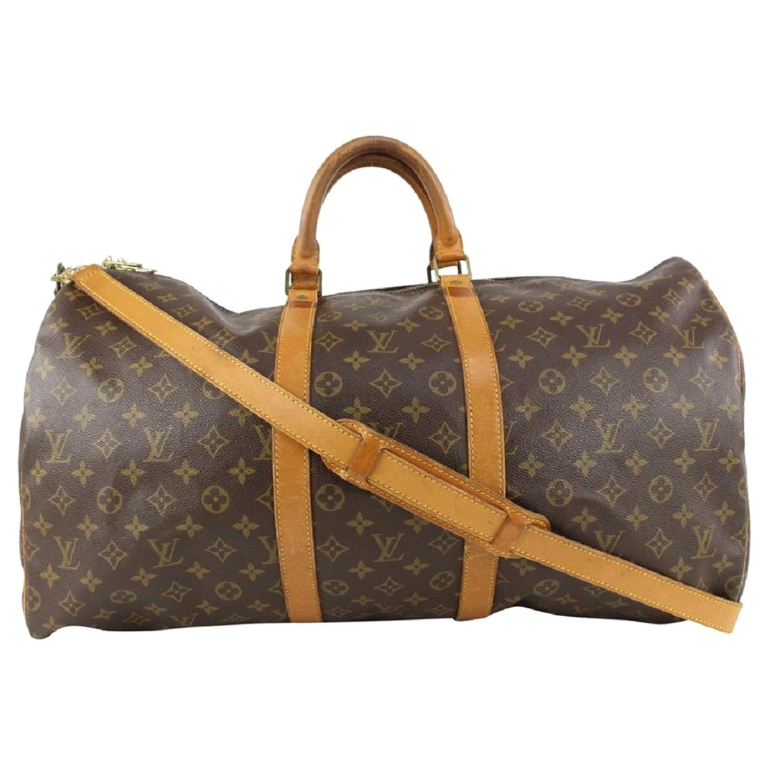 Louis Vuitton Monogram Keepall Bandouliere 55 Duffle Bag with Strap 921lv77 For Sale
